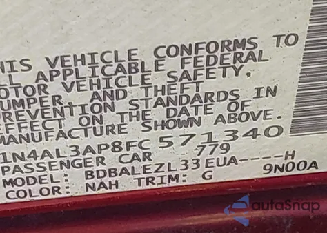 2015 Nissan Altima 2.5 S from USA, damaged, VIN 1N4AL3AP8FC571340